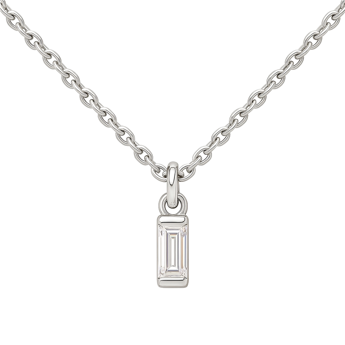 0.14ct SI Created Diamond 'Noya' Pendant & Chain (Gold Vermeil or Platinum Plated) - 907935