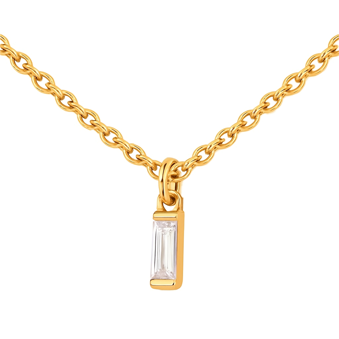 0.14ct SI Created Diamond 'Noya' Pendant & Chain (Gold Vermeil or Platinum Plated) - 907935