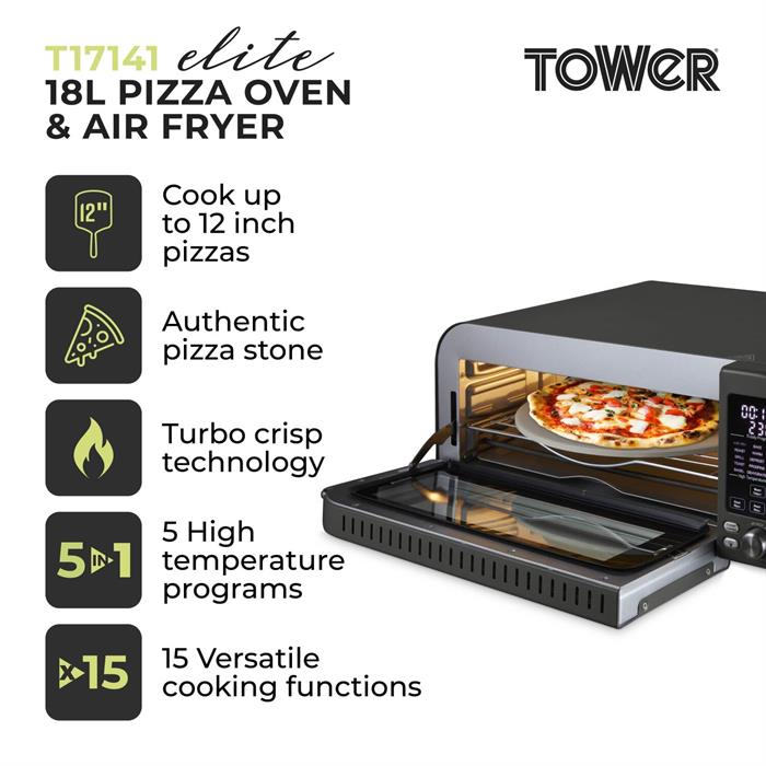 Tower Elite Vortx 18L Digital Control Pizza Oven - 911996