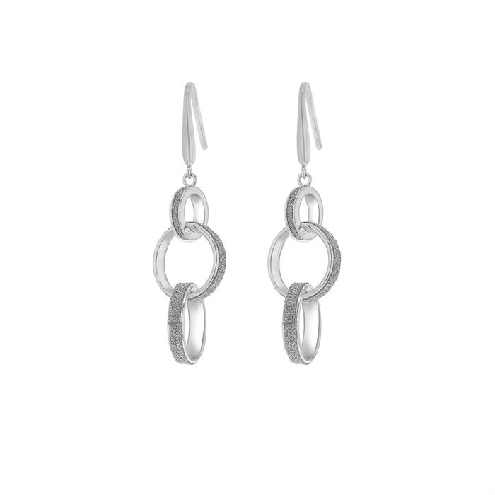 Faith & Brown Sterling Silver Stardust Linked Rings Drop Earrings 54mm - 918167