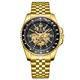 Samuel Joseph Ltd Ed IP Skeleton Automatic Watch with Stainless Steel Bracelet - Gold