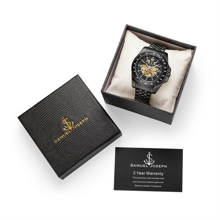 Samuel Joseph Ltd Ed IP Skeleton Automatic Watch with Stainless Steel Bracelet - 921292