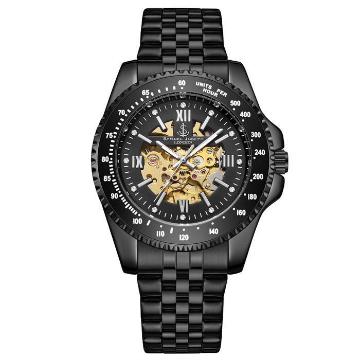 Samuel Joseph Ltd Ed IP Skeleton Automatic Watch with Stainless Steel Bracelet - 921292