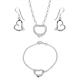 Faith & Brown Italian Crafted Open Heart Necklace, Bracelet and Earring Set in Sterling Silver - Open Heart Set