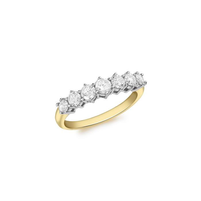 18K Yellow Gold (H/Si) 1ct Diamond Claw Set Half Eternity Ring - 956642