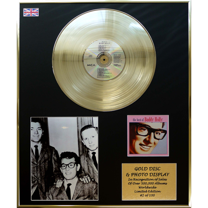 Buddy Holly - 'Best of Buddy Holly' 24x20" Framed Gold Disc & Photo Display Ltd Edition of 100 - 968980
