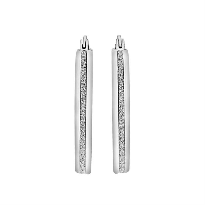 Faith & Brown Sterling Silver Stardust Oval Creole Earrings - 971417