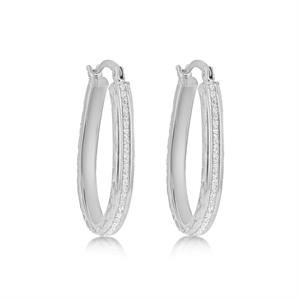 Faith & Brown Sterling Silver Stardust Oval Creole Earrings - 971417