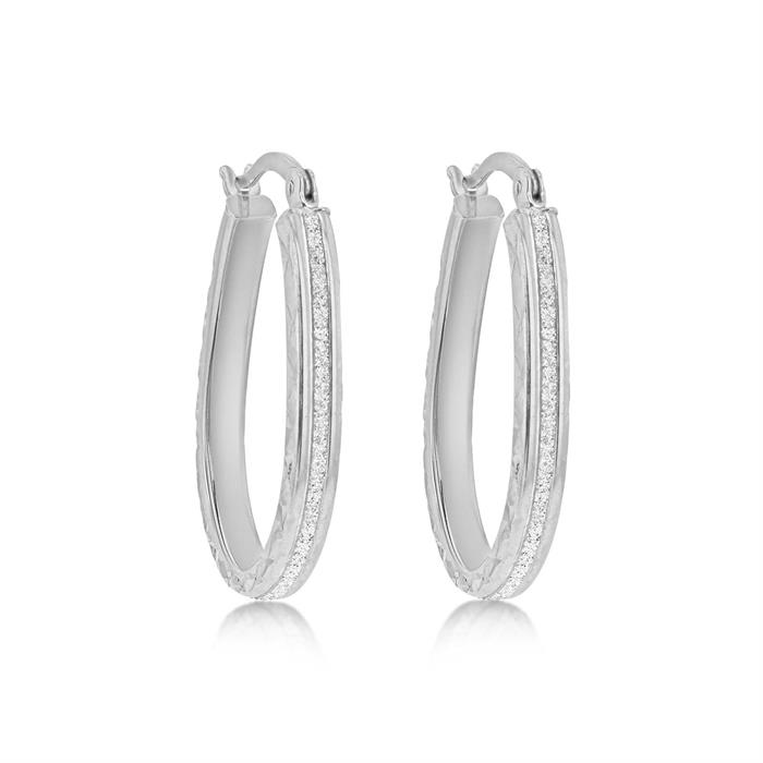 Faith & Brown Sterling Silver Stardust Oval Creole Earrings - 971417
