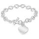 Faith & Brown Italian Crafted Luxury T-bar Belcher Bracelet with Heart Charm in Sterling Silver 7.5" - 974230