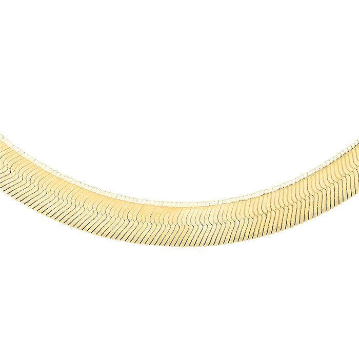 9K Yellow Gold Herringbone Necklace 18" - 979478