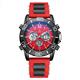 Samuel Joseph Ltd Ed Sports Multi Functional Watch with Silicone Strap - Red