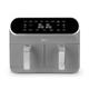 Swan Retro Dual Basket Air Fryer with Swan Cyclone Technology, LED Display and 8 Pre-Set Functions 8L - Grey