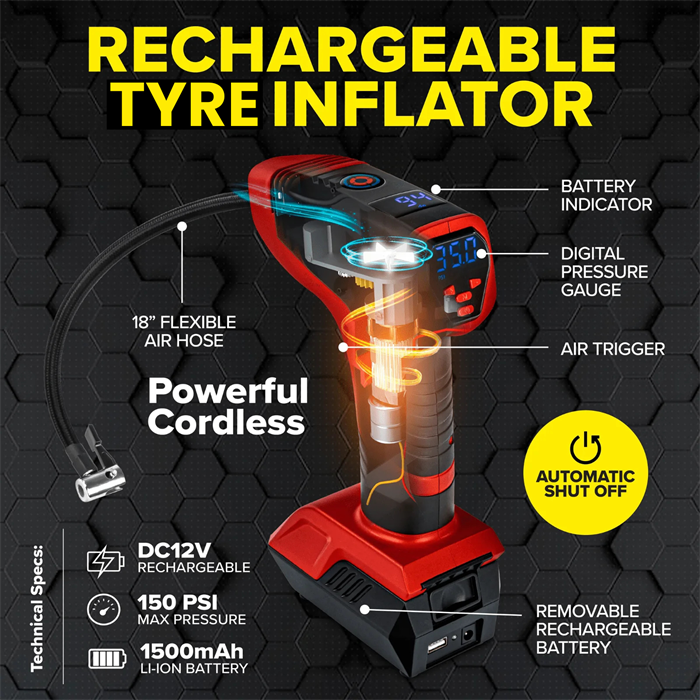 Bullseye Pro Cordless Tyre Inflator - 992522