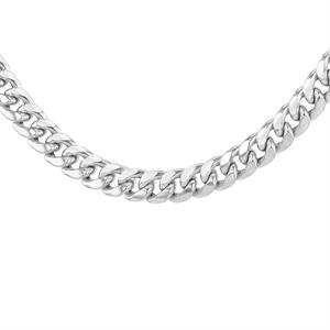 Faith & Brown Italian Crafted Sterling Silver Rounded Cuban Necklace 22" - 998132